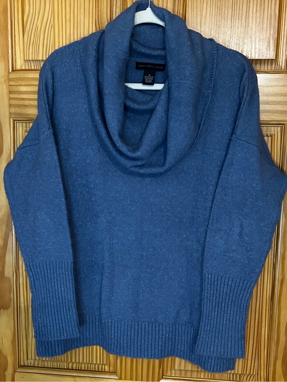 Joan Vass Blue Cowl Neck Sweater
